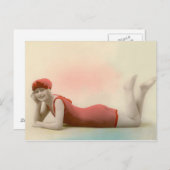 入浴美しいインバラ赤 ポストカード (正面/裏面)