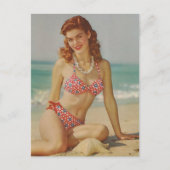 入浴美しいビキニ女の子のヴィンテージ写真 ポストカード (正面)