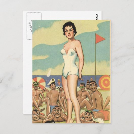 入浴美しい!ヴィンテージ漫画芸術 ポストカード (正面/裏面)