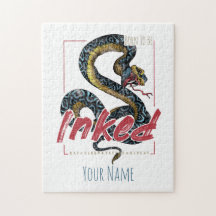 入生まれ墨デザインヴィンテージヘビ