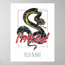 入生まれ墨デザインヴィンテージヘビ