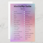 入血学校用品のチェックリスト (正面/裏面)