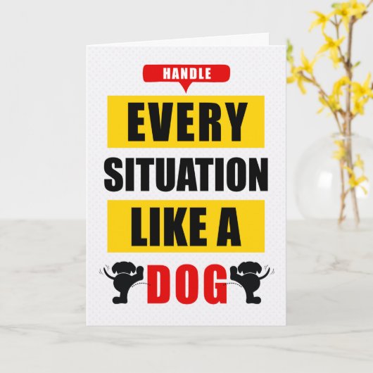 全おもしろいての状況を犬のように扱う カード (黄色い花)