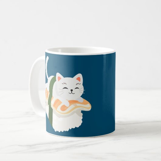 全おもしろい猫好きの寿司猫 コーヒーマグカップ (正面左)