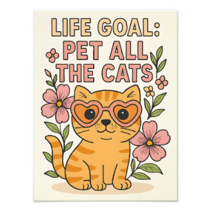 全お洒落ての猫を愛撫する フォトプリント           