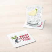 全お洒落体のメリークリスマス スクエアペーパーコースター (インサイチュ)