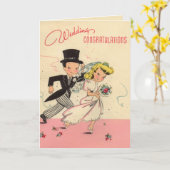 全くレトロの結婚式のお祝い カード (黄色い花)