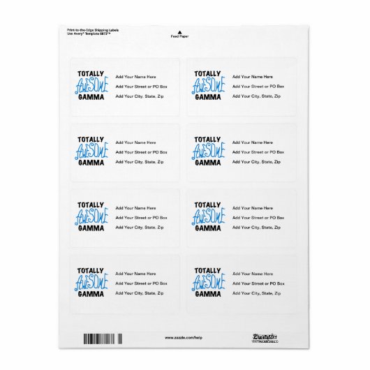 全く素晴らしいガンマの青いTシャツおよびギフト ラベル (フルシート)