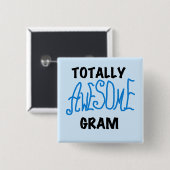 全く素晴らしいグラムの青いTシャツおよびギフト 缶バッジ (正面&裏面)