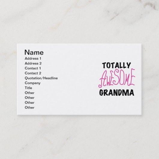 全く素晴らしい祖母-ピンクのTシャツおよびギフト 名刺 (正面)