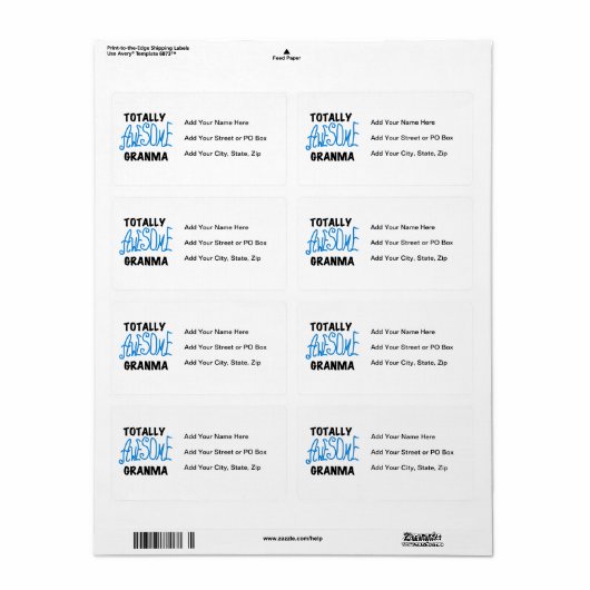 全く素晴らしいGranmaの青いTシャツのギフト ラベル (フルシート)