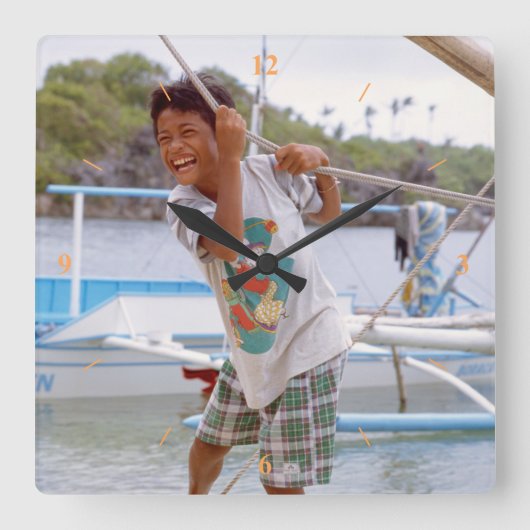 全てが丸まった。 スクエア壁時計 (正面)