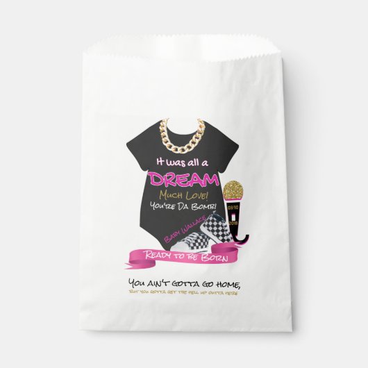 全てが夢だった| 90'sヒップホップピンク&金ゴールド フェイバーバッグ (正面)