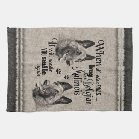 全てが失敗したベルギーマリノワアート引用文 キッチンタオル (横)