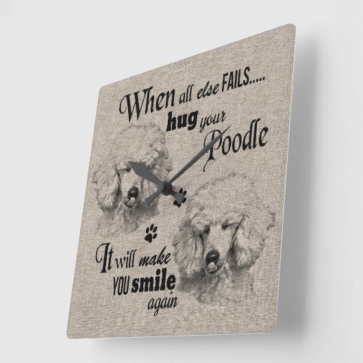全てが失敗した時のプードル・アート引用文 スクエア壁時計 (傾斜)