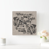 全てが失敗した時の英語のブルドッグ引用文 スクエア壁時計 (ホーム)