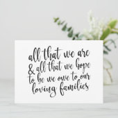 全てが私たちである 黒と白の結婚式の看板 招待状 (スタンド正面)