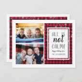 全てが落ち着いていない！ |クリスマスプレイドの家族写真 ポストカード (正面/裏面)