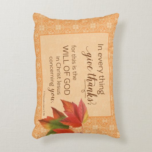 全てにおいて与え感謝してい1 Thes。5:18 アクセントクッション (正面(垂直))