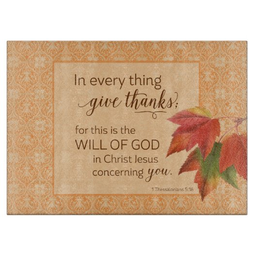 全てにおいて与え感謝してい1 Thes。5:18 カッティングボード (正面)