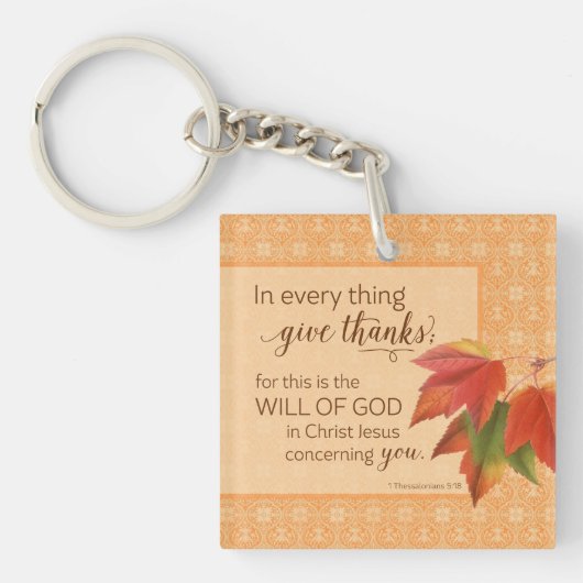全てにおいて与え感謝してい1 Thes。5:18 キーホルダー (正面)