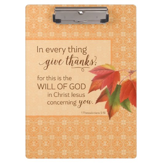 全てにおいて与え感謝してい1 Thes。5:18 クリップボード (正面)