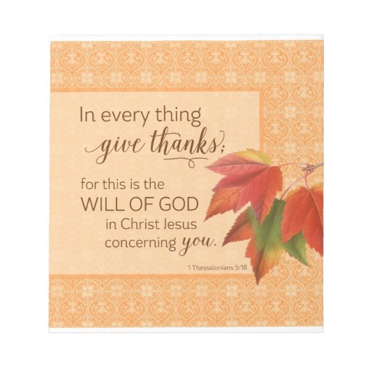 全てにおいて与え感謝してい1 Thes。5:18 ノートパッド (正面)