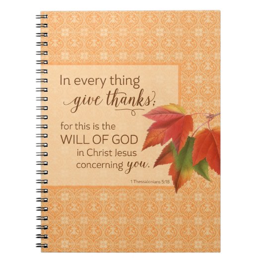 全てにおいて与え感謝してい1 Thes。5:18 ノートブック (正面)