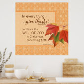 全てにおいて与え感謝してい1 Thes。5:18 ポスター (キッチン)