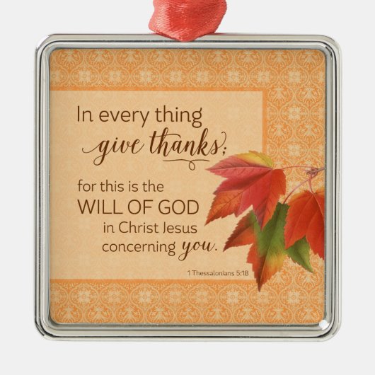 全てにおいて与え感謝してい1 Thes。5:18 メタルオーナメント (正面)