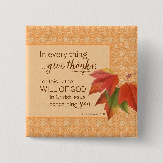 全てにおいて与え感謝してい1 Thes。5:18 缶バッジ (正面)