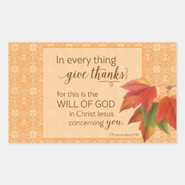 全てにおいて与え感謝してい1 Thes。5:18 長方形シール