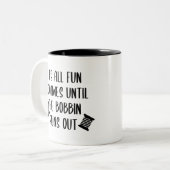 全てのおもしろいとゲームがボビンアウト走まで// ツートーンマグカップ (正面左)