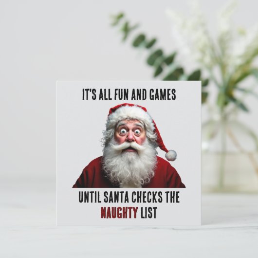 全てのおもしろいとゲーム、かわいいサンタクロースのクリスマス シーズンカード (スタンド正面)
