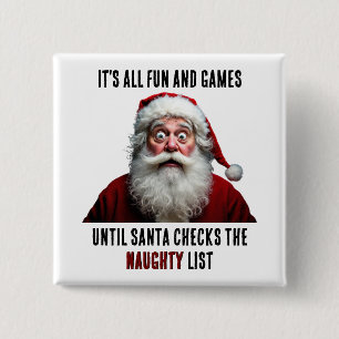 全てのおもしろいとゲーム、かわいいサンタクロースのクリスマス 缶バッジ