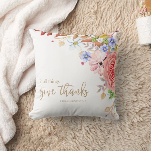 全てのこと与えで感謝してい- 1 These.5:18 クッション (ブランケット)