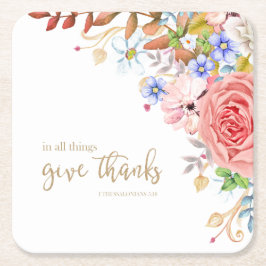 全てのこと与えで感謝してい- 1 These.5:18 スクエアペーパーコースター