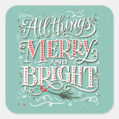 全てのものメリーと明るいクリスマスステッカー スクエアシール (正面)