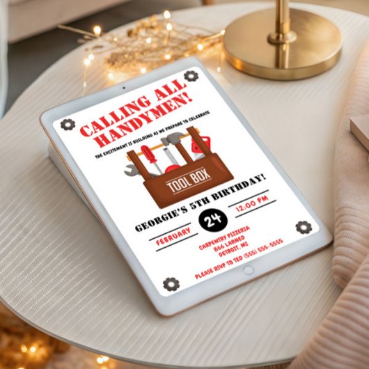 全てのハンディマンを呼ぶ！建築誕生日パーティー 招待状