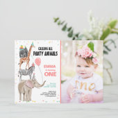 全てのパーティー動物を呼ぶ野生の少女誕生日 招待状 (スタンド正面)