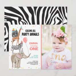 全てのパーティー動物を呼ぶ野生の少女誕生日 招待状