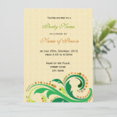 全てのパーティー招待状に、花柄の渦巻き模様 招待状 (スタンド正面)