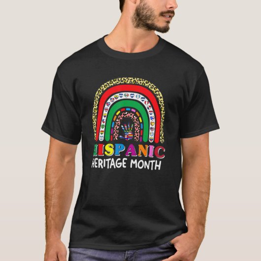 全ての人が輝くナショナルヒスパニックヘリテージマンスの虹 Tシャツ (正面)