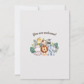 全ての動物たちを呼んで l かわいいサファリ l 1歳の誕生日 招待状 (裏面)