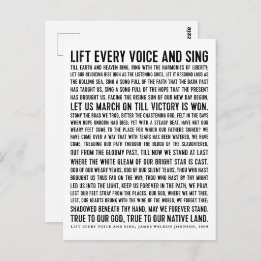 全ての声を上げて黒い歴史の詩を歌う ポストカード (正面/裏面)