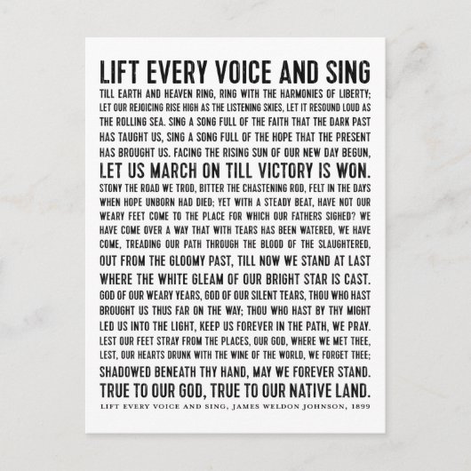 全ての声を上げて黒い歴史の詩を歌う ポストカード (正面)