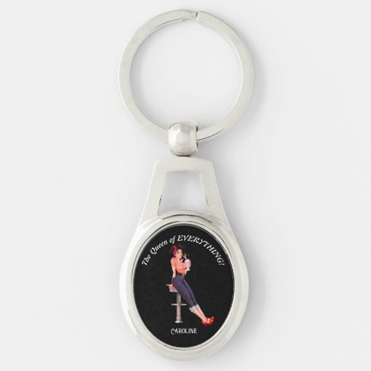 全ての女王よ！編集可能な文字と名前 キーホルダー (正面)