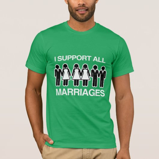 全ての婚姻を平等に支持します Tシャツ (正面)