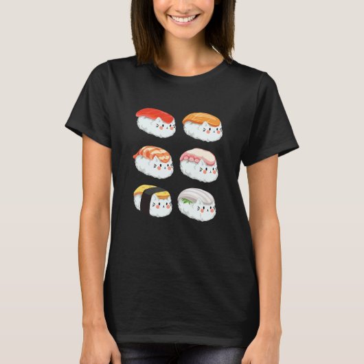 全ての猫のための寿司シックスパック猫 Tシャツ (正面)
