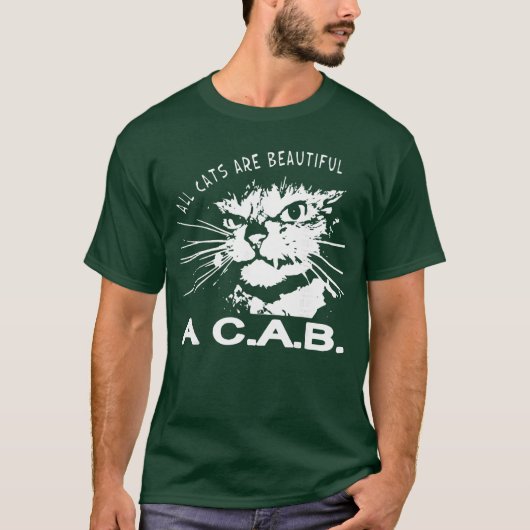 全ての猫は美しい A C A B 猫好きな面白い少年 Tシャツ (正面)